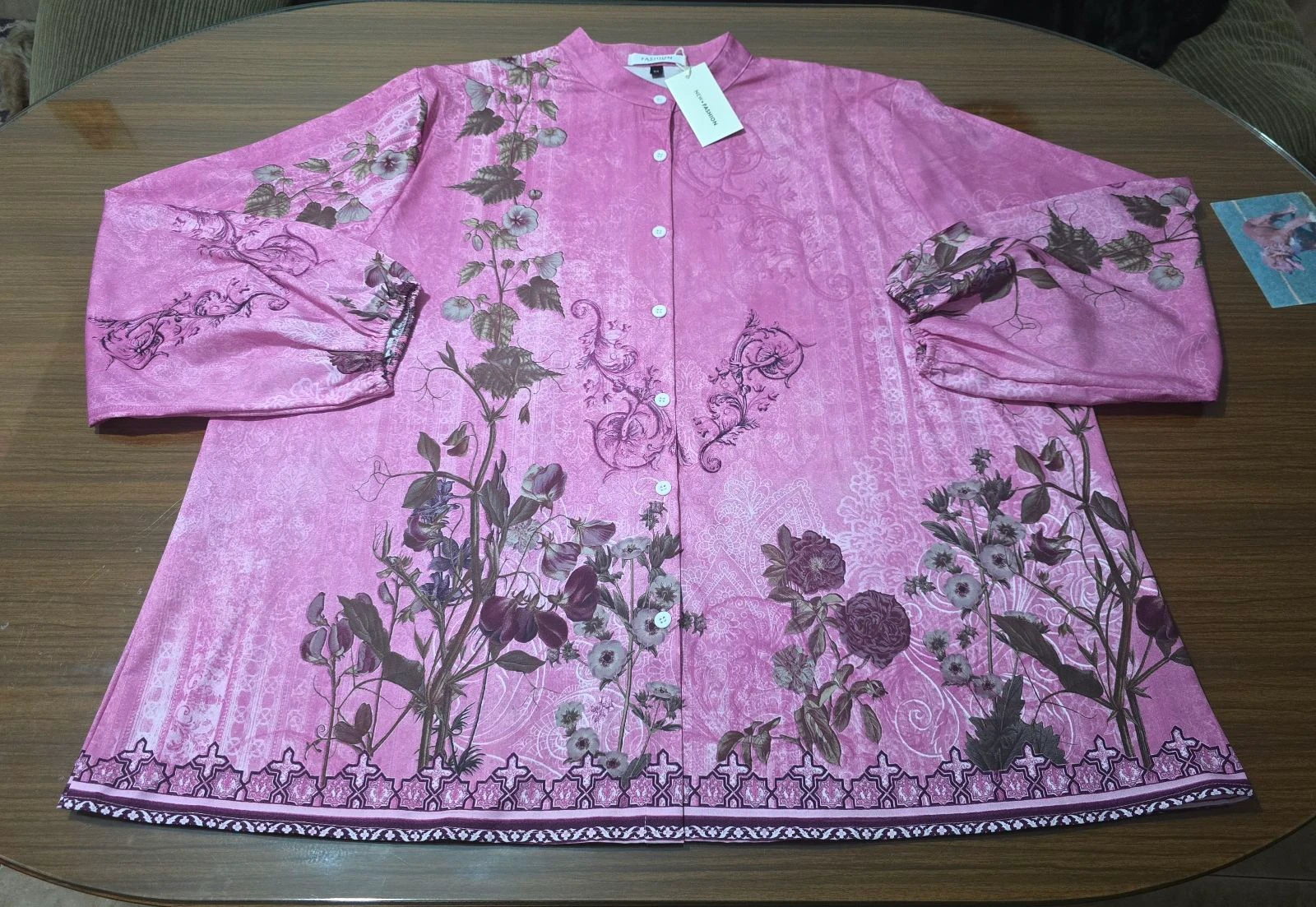 Camisa rosa estampada de manga larga – photo 2